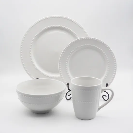 Luxury Food Grade porcelain Embossed Tableware Plates Set Wedding Dinner Party porcelain Dinnerware Set