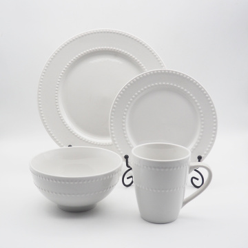 Porcelaine de luxe en porcelaine Ensemble de vaisselle en relief en porcelaine en porcelaine