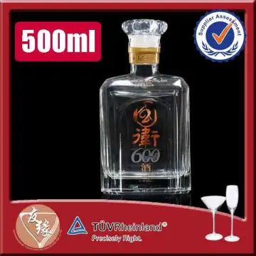 Cusom new design super flint glass 500ml square bottle of glass for liquor