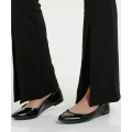 Women's Irregular leg hem opening slim trousers