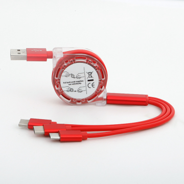 Customized 3-in-1 Retractable Charging Cable for iPhone and Samsung