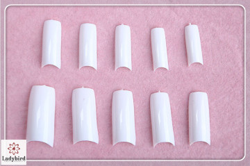 white clear color French extension fake nails