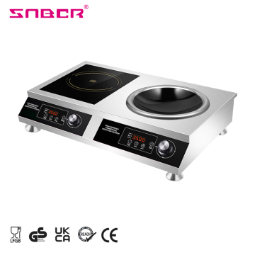Special Design Push Knob Control 7000W Two Burner Flat Commercial Smart Induction Cooker