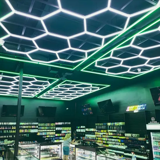 220V LED Honeycomb Deformable Hanging Modular Garage Ceiling Light