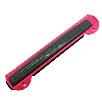 Fancy Portable Cheap Plastic A4 Size 3 Sheets Flat Design 3 Hole Paper Punch with 10" Ruler for 3 Ring Binders