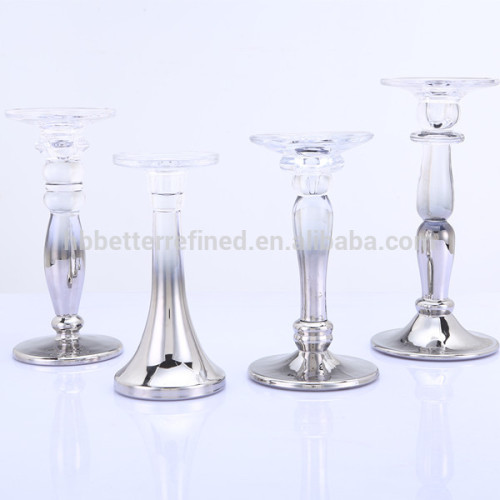 Metallic Ombra Tall Pillar And Taper Glass Candlestick Holder