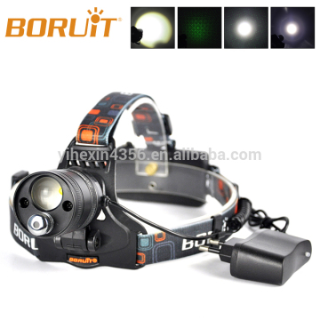 2017 BORUIT RJ-2151 Zoomable Headlamp Rechargeable White+Green Laser LED Headlight