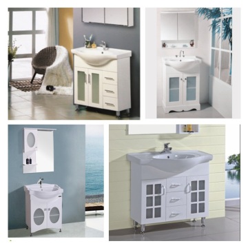 JM-008 Glass Door Floor Standing Bathroom Cabinet with Shelf