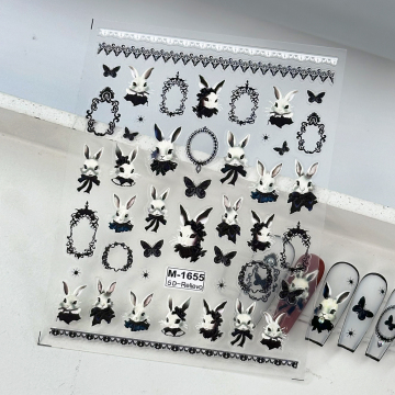 Rabbit Flower Anime Cartoon Nail Art Stickers Decal with Custom Design