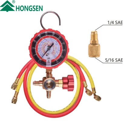 HONGSEN HVAC Single Manifold Pressure Gauge with Sight Glass HS-473AL HS-473AH