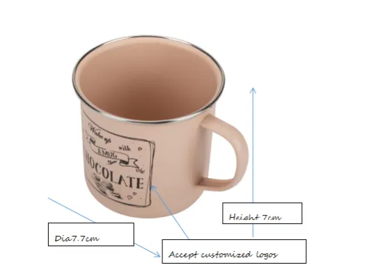 Tin coffee enamel cream light pink mug