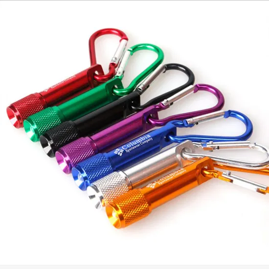 Custom Logo Portable Mini LED Flashlight - Keychain, Carabiner, Camping & Outdoor Essential in Aluminum & OPP Packaging - Available in 6 Colors
