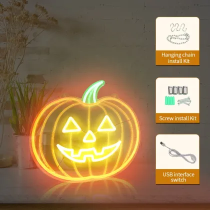 Halloween Decor LED Neon Sign Acrylic Pumpkin Lantern