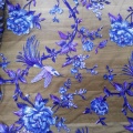 Flat Embroidery Fabric Printed Birds Flowers Embroidery Tulle Lace Fabric Supplier