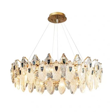 Modern Luxury LED Crystal Ceiling Chandelier - Glass Iron Body E14 E12 for Living Room & Bedroom