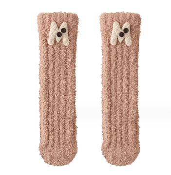 Coral Velvet Cartoon Plus Floor Socks: Winter Warm and Thick Sleeping Socks