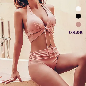 solid womens bandage swimwear two piece bikini