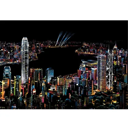 Rainbow City Night Landscape Scratch Art Painting Paper - A5 Size