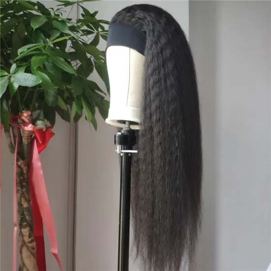 150% Density Yaki Headband Wig Human Hair For Black Women With Headband Malaysian Kinky Straight Headband Human Hair Wigs