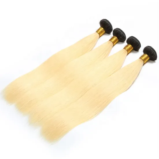 Wholesale 10\"-30\" Silky Straight 1B/613 Ombre Two Tone Brazilian Weave Extension Human Hair Bundles in Blonde