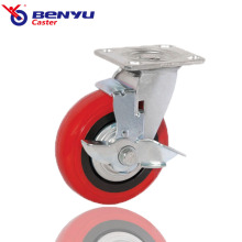 Red TPU Plate with Side Brake Casters Wheel