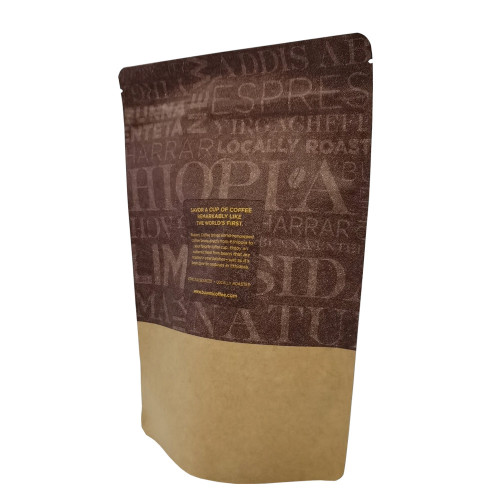 Heat seal stand up kraft paper coffee packing pouch with valve