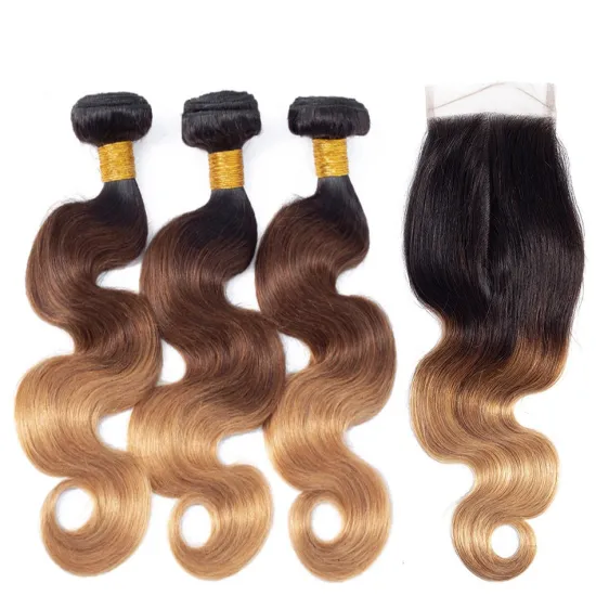 1b/4/27 Body Wave 3 Bundles with Closure Brazilian Hair Bundles 100% Virgin Human Hair Extensions Virgin Cuticle Aligned Hair