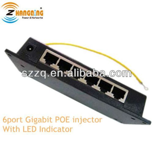 6port ethernet poe panel gigabit POE injector