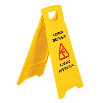 Yellow Caution Sign: Plastic Warning Safety Sign for Wet Floor Pop-Up Signage