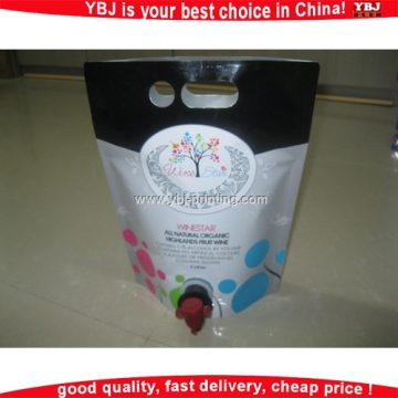 plastic liquid food packaging pouch bag, plastic red wine packaging pouch bag with valve, plastic fruit juice packaging