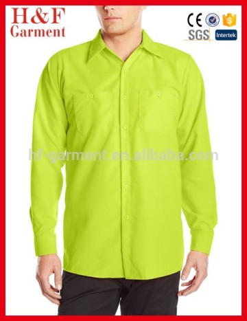 Men's Enhanced Visibility Work Shirt Fluorescent Green