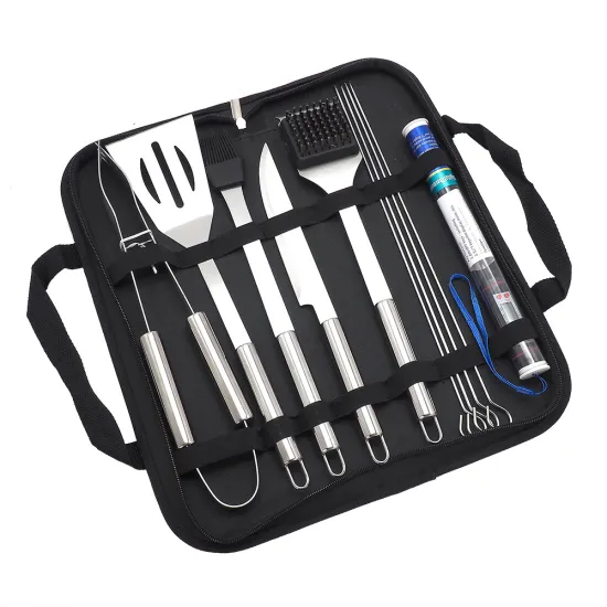 Stainless Steel Camping Tongs with Aluminum Case – BBQ Grill Accessory Set
