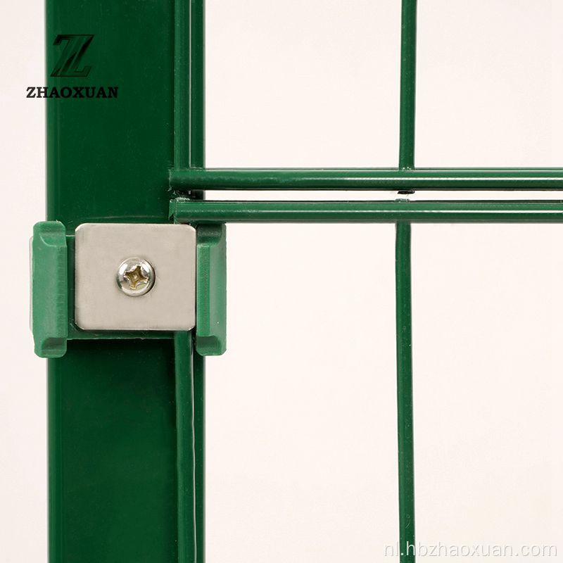 Dubbele draad mesh hek steengrijs pvc gecoat