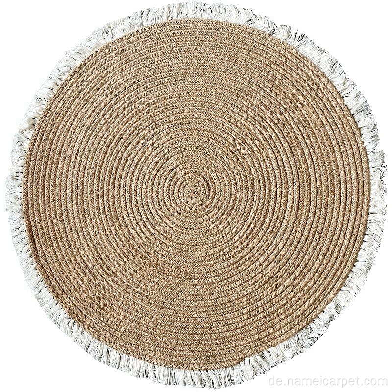 Rundkreis Hanf Jute Teppich Teppichbodenmatte