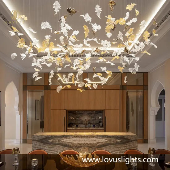 High luxury maple leaf shape chandelier Villa living room decorative chandelier Personalized custom villa chandelier