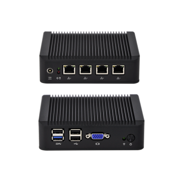 QOTOM Q190G4 Mini PC with 4 Gigabit LAN, Preload pfSense as Router/ Firewall, 4 USB, VGA, Fanless Mini PC Quad Core 2.42 GHz