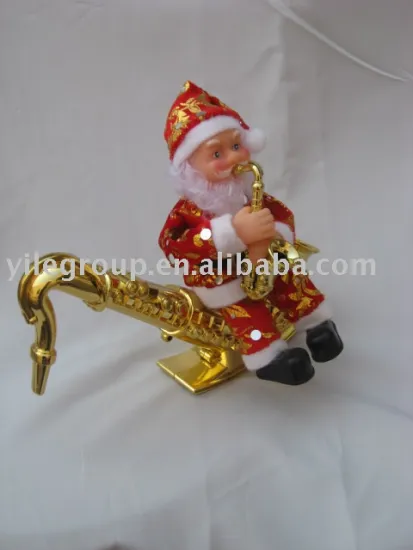 8"santa sit on saxophone/santa toys/santa claus