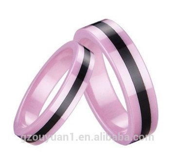New Pink Ceramic Wedding Ring with Resin Inlay, Ceramic Engagement Ring, Men's and Women's Ceramic Wedding Ring