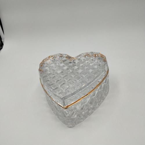 large size geo cut heart shaped glass jar