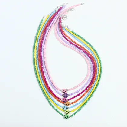 Rainbow glass bedas necklace set