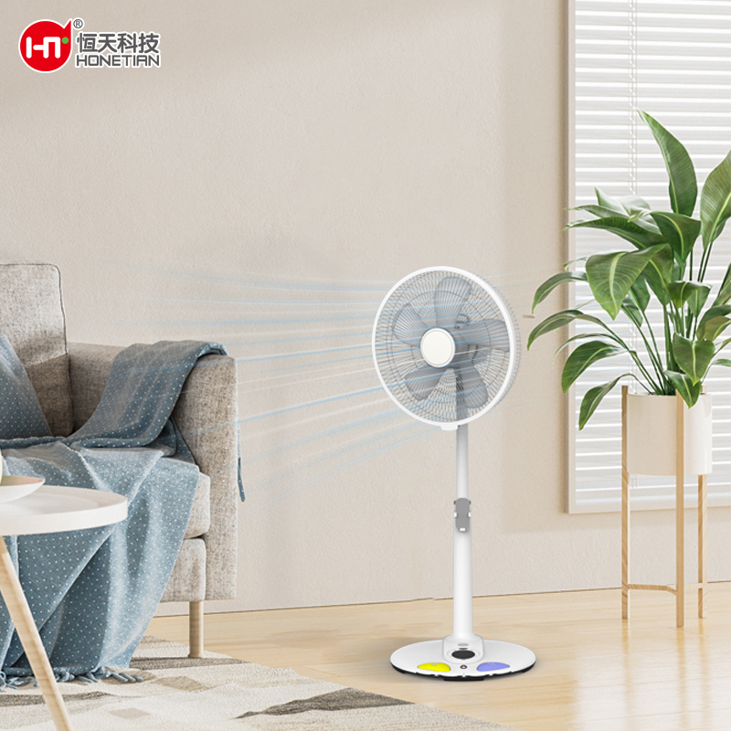 HONETIAN remote control LED display adjustable height 8 speeds 4 modes 9 timer 14 inches DC custom colors indoor pedstal fan