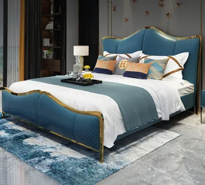 American Style Minimalist Genuine Leather Bed