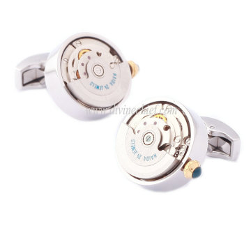 Top Selling Stainless Steel Automatic Movement Watch Cufflinks With Golden Crowns
