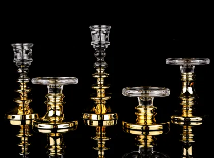 ombre gold long stem glass candle holders