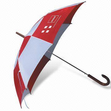 Promotional Umbrella, Made of 100% 190T Polyester, Wooden handle