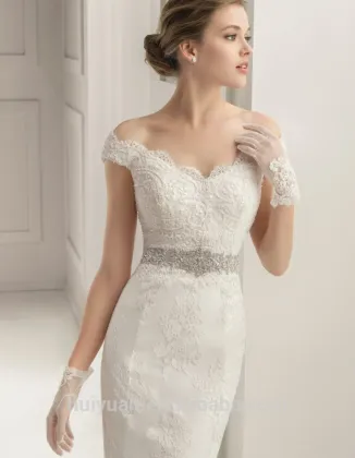 elegant lace cap sleeve v neck wedding dress beaded belts