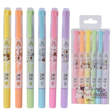 Double-Headed Monochrome Highlighter Markers 6mm Oblique Brush Tip Permanent Ink