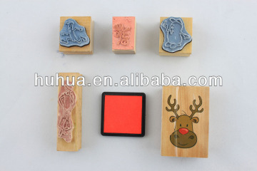 mini wooden stamp set with Christmas designs