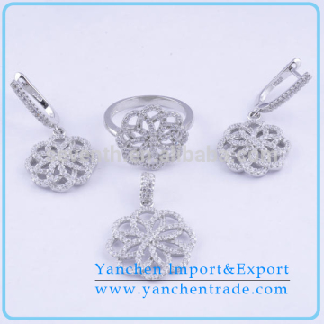 2014 Hot Sale Jewelry Flower Jewelry Set With CZ Diamond