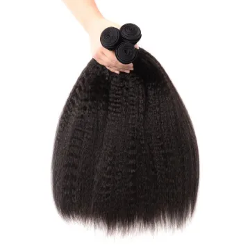Youfa 100 Unprocessed Raw Virgin Brazilian Kinky Straight Hair Bundles Remy Human Hair Weave Yaki Hair Bundles With Closure